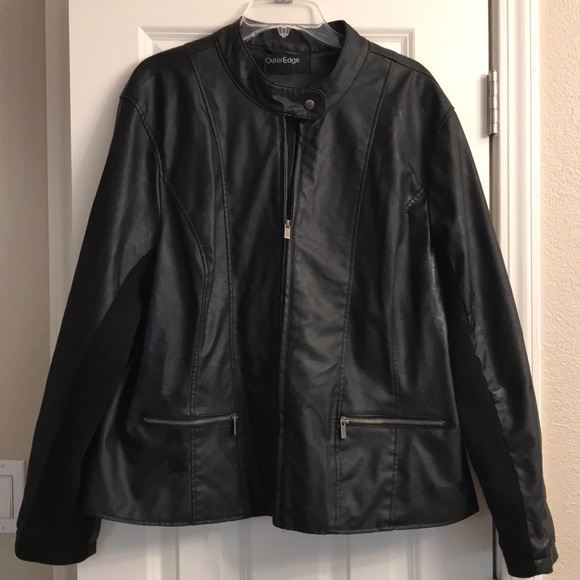 Outer Edge Jackets & Blazers - Faux-Leather Jacket.